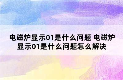 电磁炉显示01是什么问题 电磁炉显示01是什么问题怎么解决